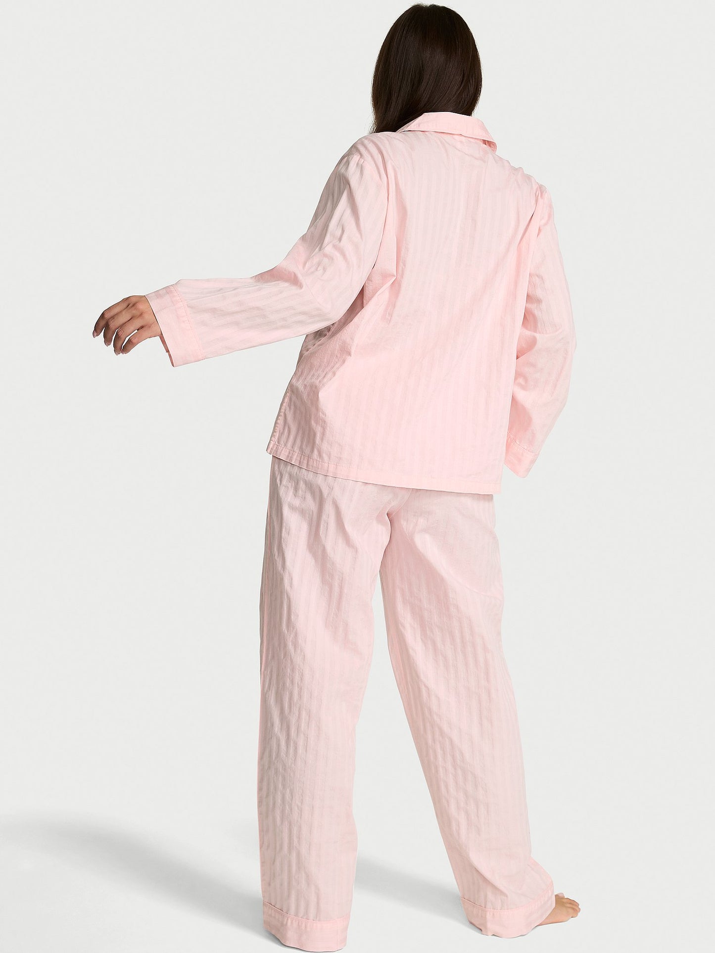 Heritage Cotton Shadow Stripe Long Pajama Set Pretty Blossom Shadow Stripe