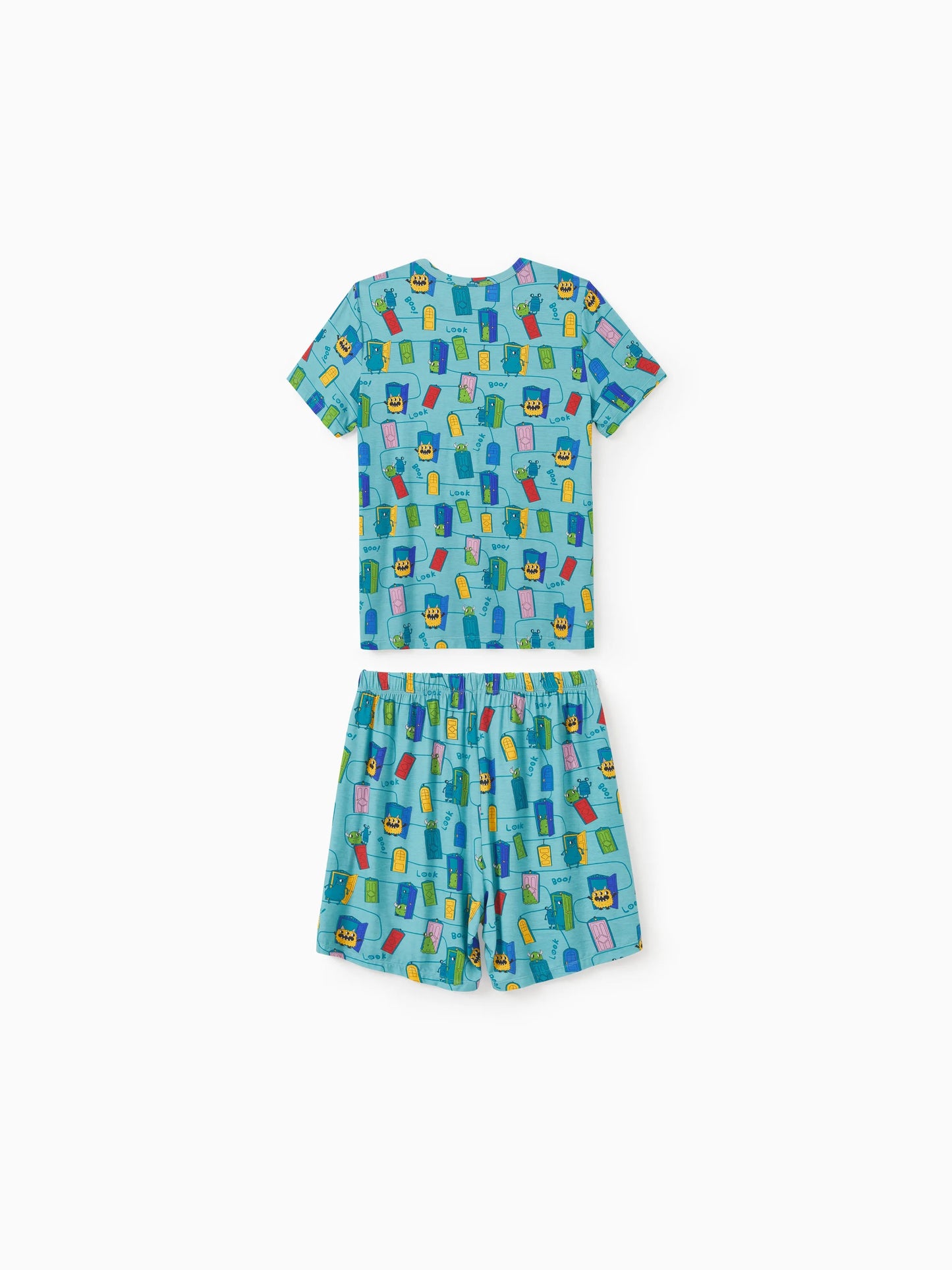 Bamboo Family Pajamas Cartoon Print Short-sleeve Matching Pajama set ( Snug-Fitting for Children ) Green