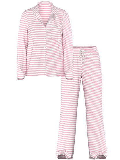 Long Pajama Set Pretty Blossom/Coconut White Yd Stripe