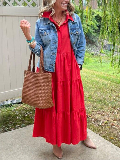 🎁New Arrivals🔥Loose Cotton Linen Lapel Dress- Tax Free