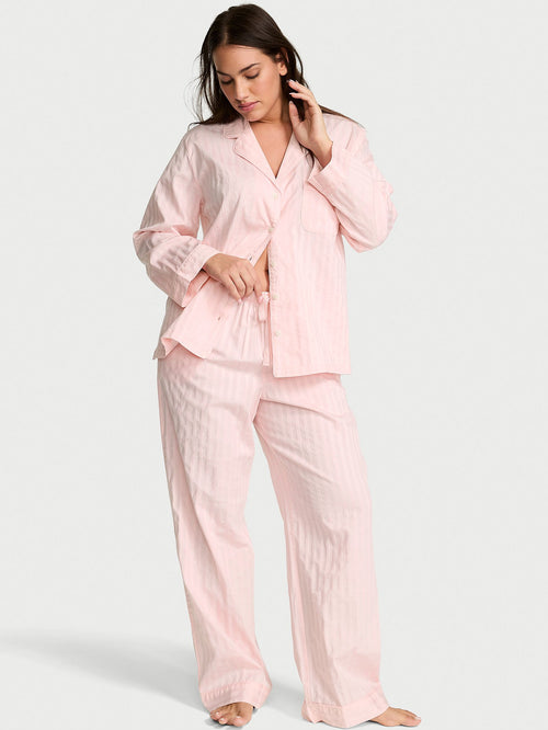 Heritage Cotton Shadow Stripe Long Pajama Set  Pretty Blossom Shadow Stripe