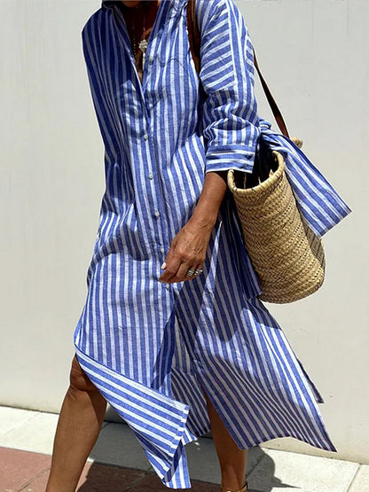 Lastday 50% off! 💝 Classic striped all-season shirt dress