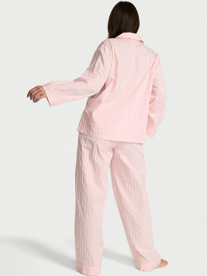 Heritage Cotton Shadow Stripe Long Pajama Set  Pretty Blossom Shadow Stripe