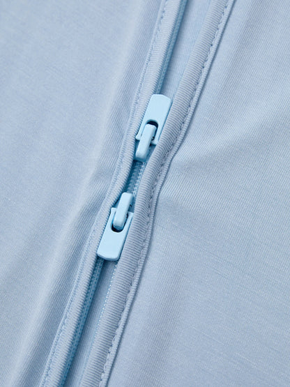 Family Matching Bamboo Pajamas Soft Bamboo Viscose PJs for Men Women Kids Toddler Baby, Classic Blue Short-sleeve Sleepwear with Button-Down Shirt and Pants Blue grey
