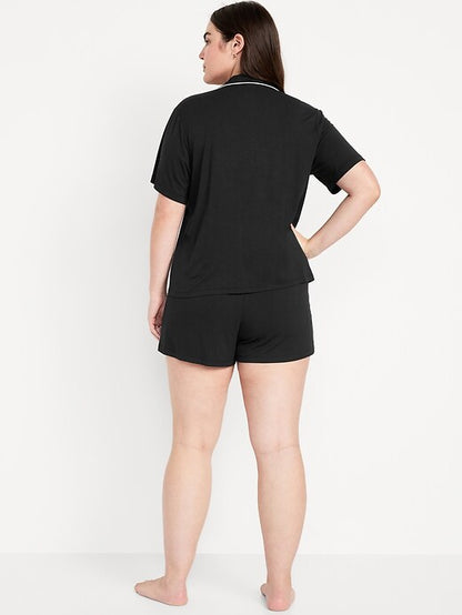 Sunday Sleep Knit Jersey Short Set Black Jack