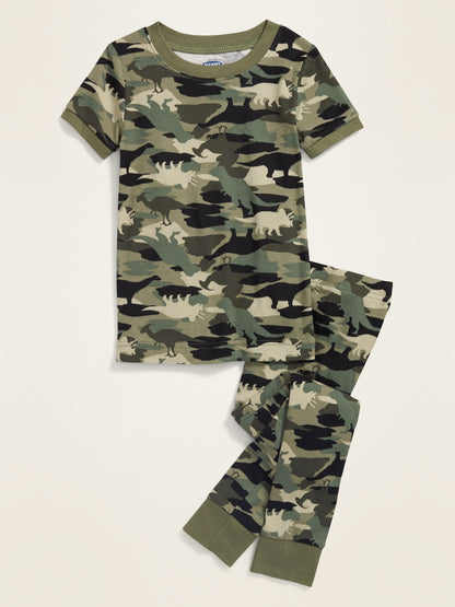 Unisex Snug-Fit Printed Pajama Set for Toddler & Baby Dinosaurs