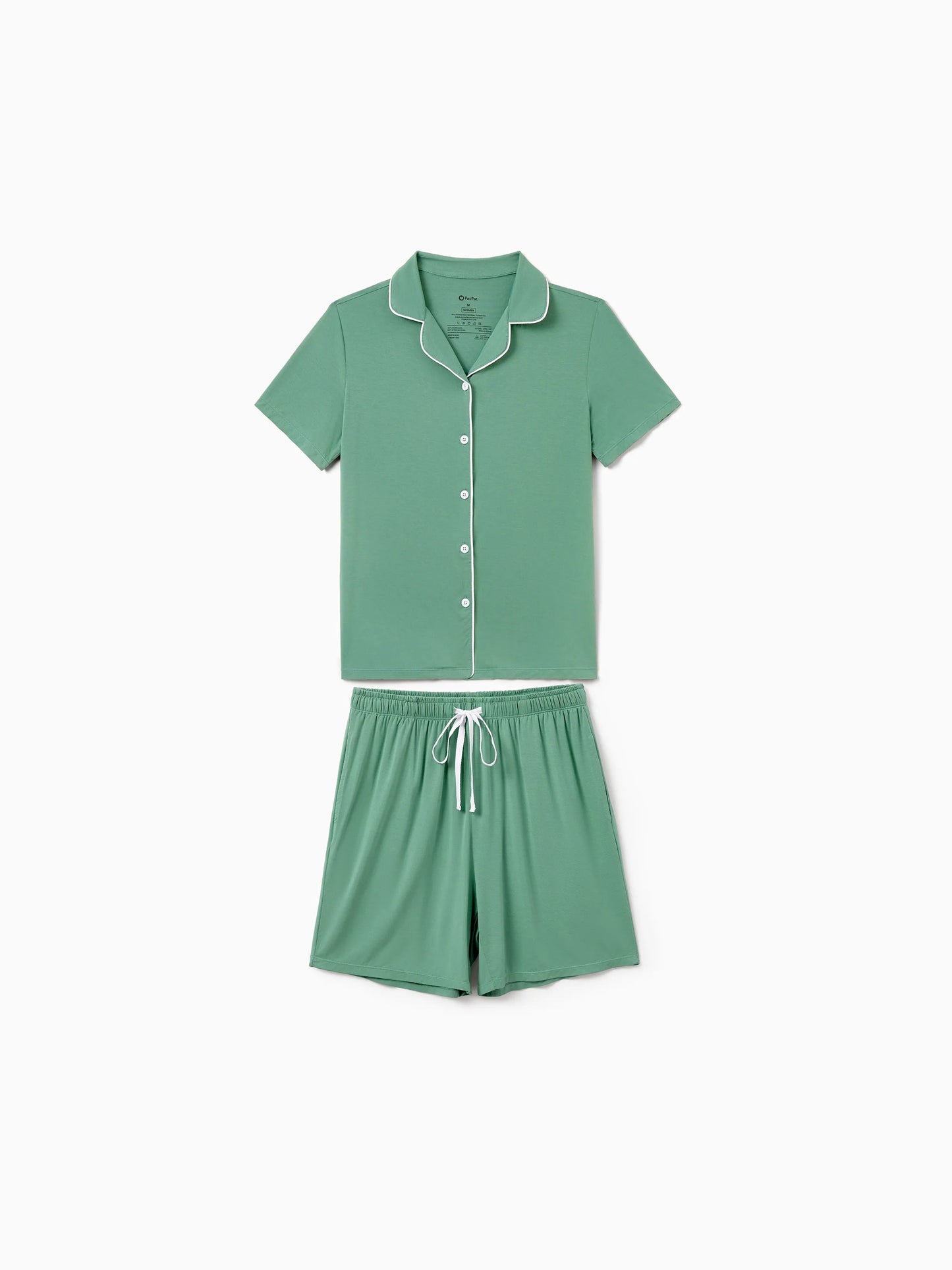 Family Matching Bamboo Pajamas Buttery Soft Bamboo Viscose PJs for Men Women Kids Toddler Baby, Solid Color Short Sleeve Shirt & Shorts Sleepwear Green