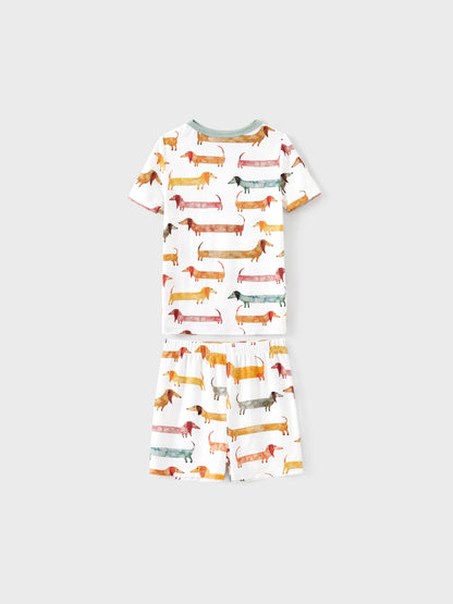 Bamboo Family Pajamas Cute Doggy Patterned Short-sleeve Matching Pajamas Set ( Snug-Fitting for Children ) Multi-color