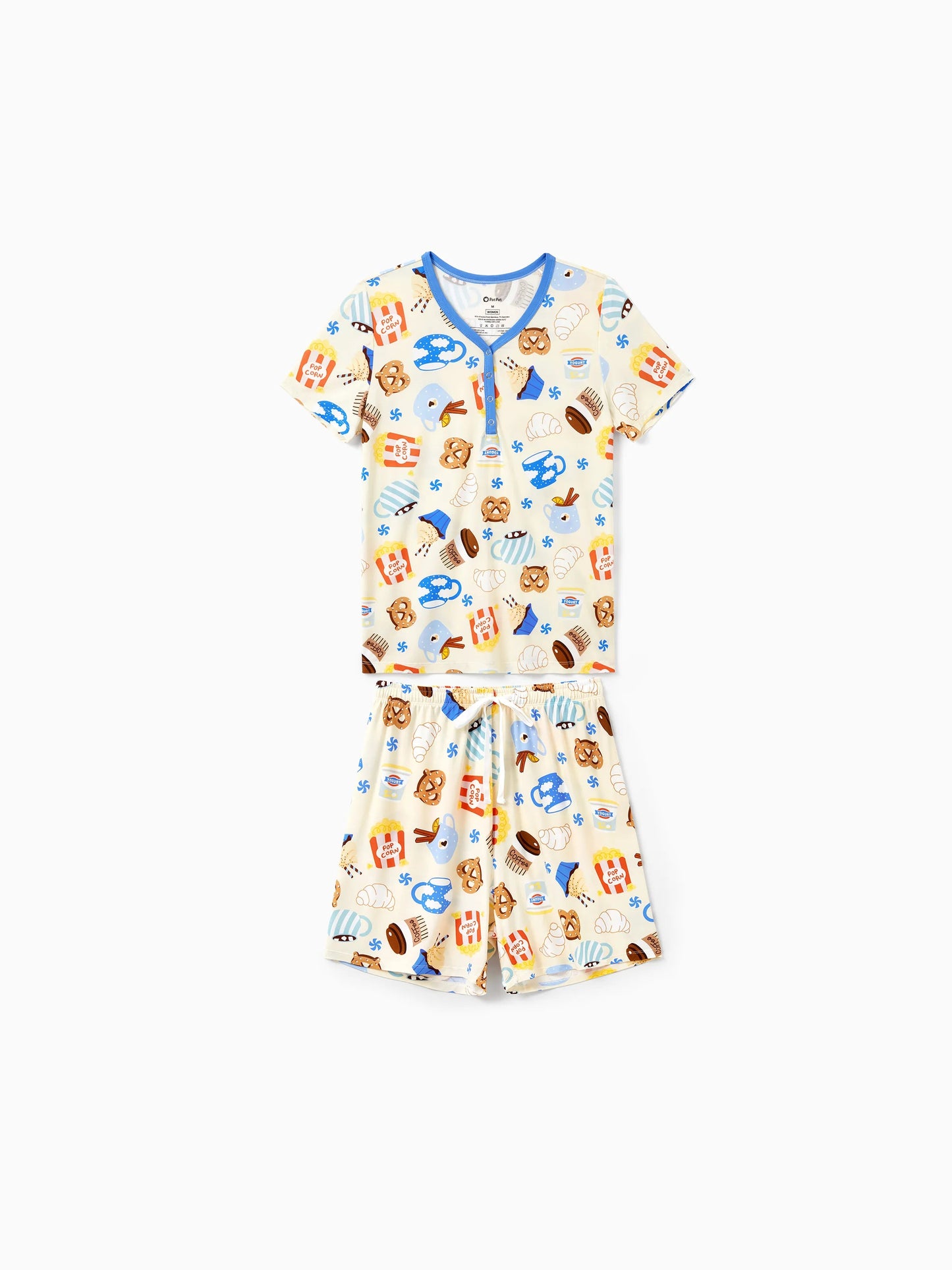 Family Matching Bamboo Pajamas Buttery Soft Bamboo Viscose PJs for Men Women Kids Toddler Baby, Cozy Dessert Print Short-sleeve Sleepwear Blue