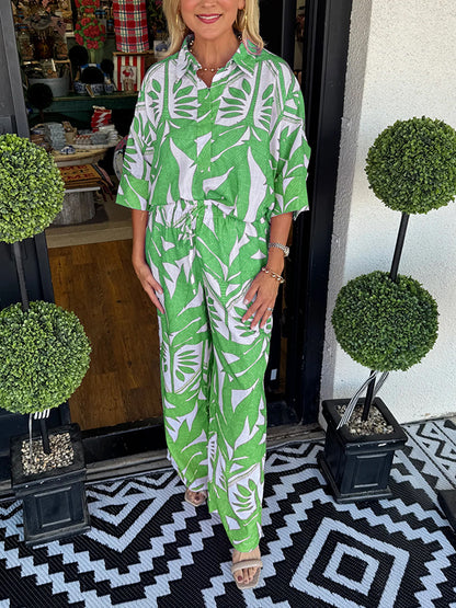 New🔥Women's floral casual loose two-piece suit