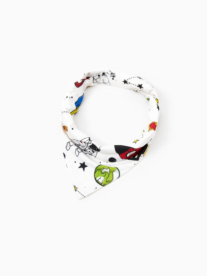 Bamboo Family Pajamas Space Theme Print Short-sleeve Matching Pajama set ( Snug-Fitting for Children ) White