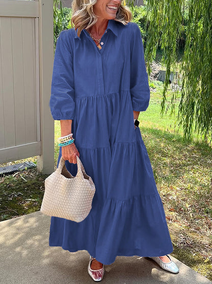 🎁New Arrivals🔥Loose Cotton Linen Lapel Dress- Tax Free