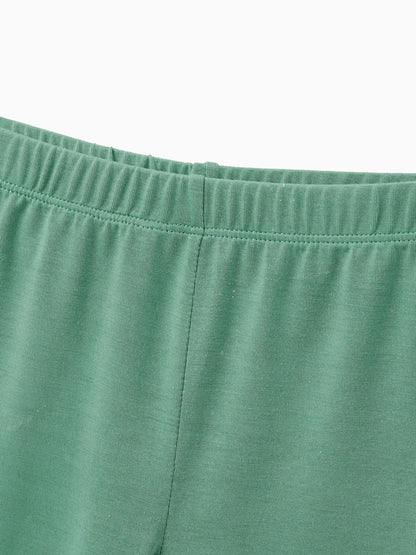 Family Matching Bamboo Pajamas Buttery Soft Bamboo Viscose PJs for Men Women Kids Toddler Baby, Solid Color Short Sleeve Shirt & Shorts Sleepwear Green