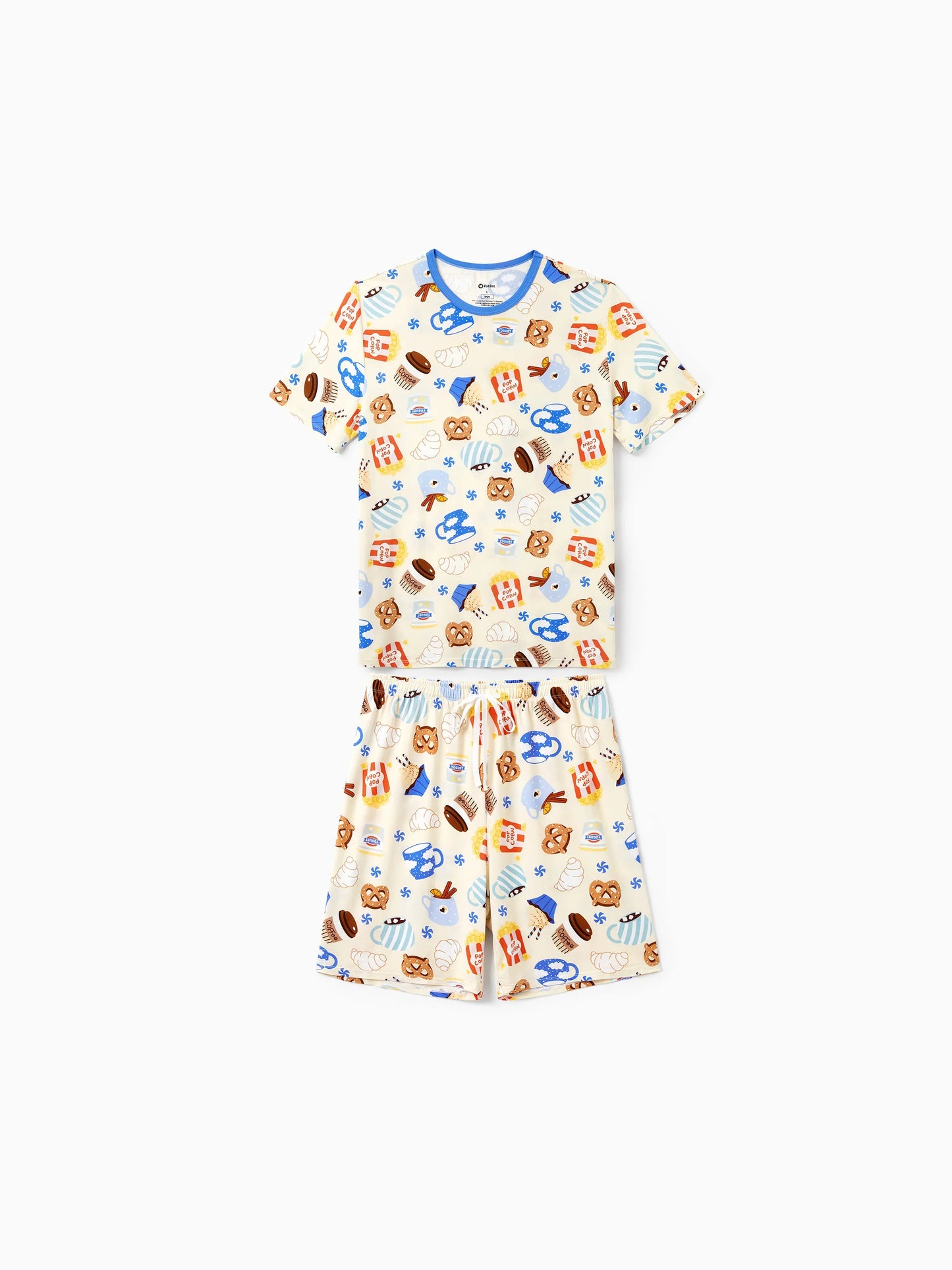 Family Matching Bamboo Pajamas Buttery Soft Bamboo Viscose PJs for Men Women Kids Toddler Baby, Cozy Dessert Print Short-sleeve Sleepwear Blue