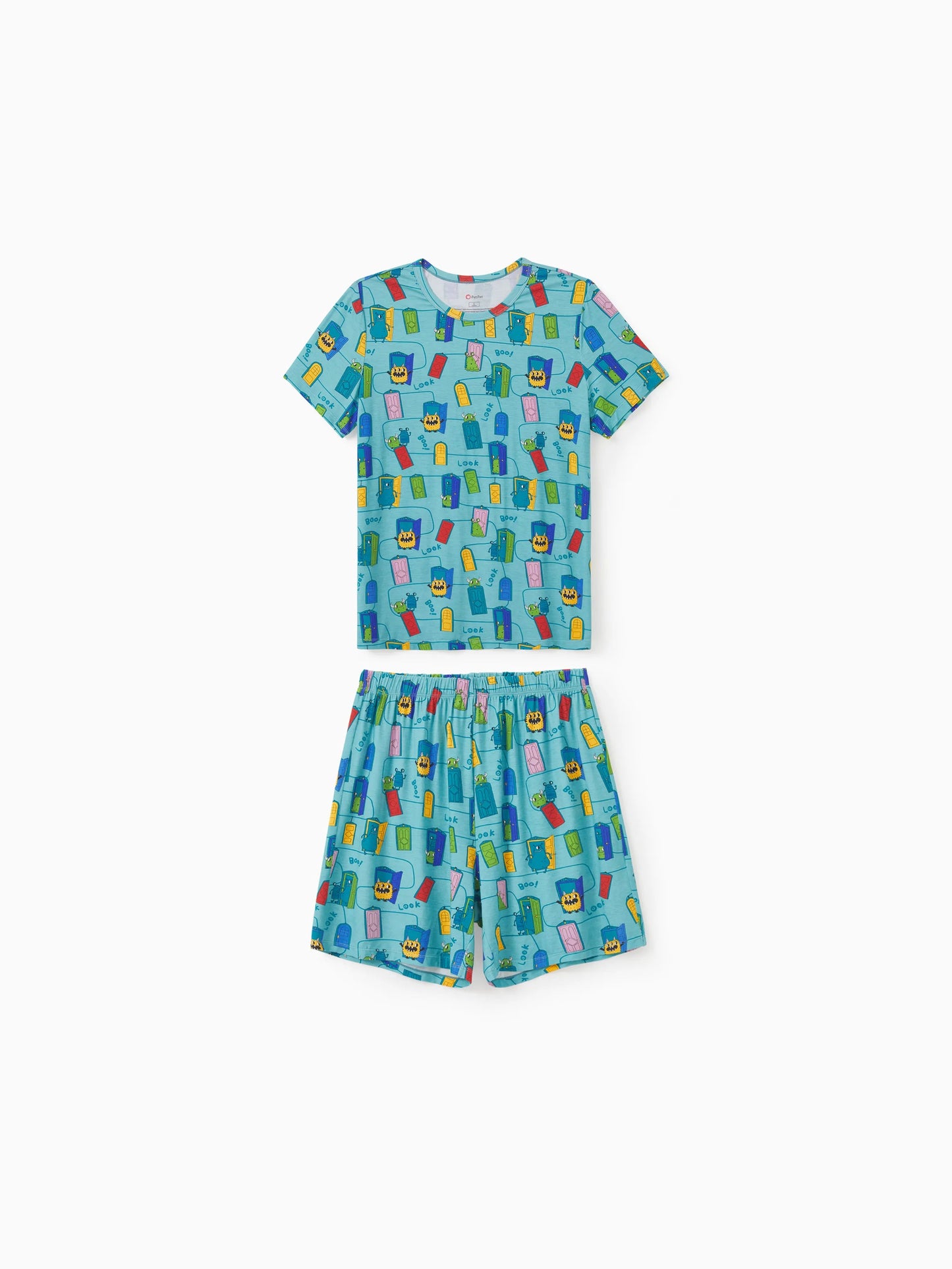 Bamboo Family Pajamas Cartoon Print Short-sleeve Matching Pajama set ( Snug-Fitting for Children ) Green