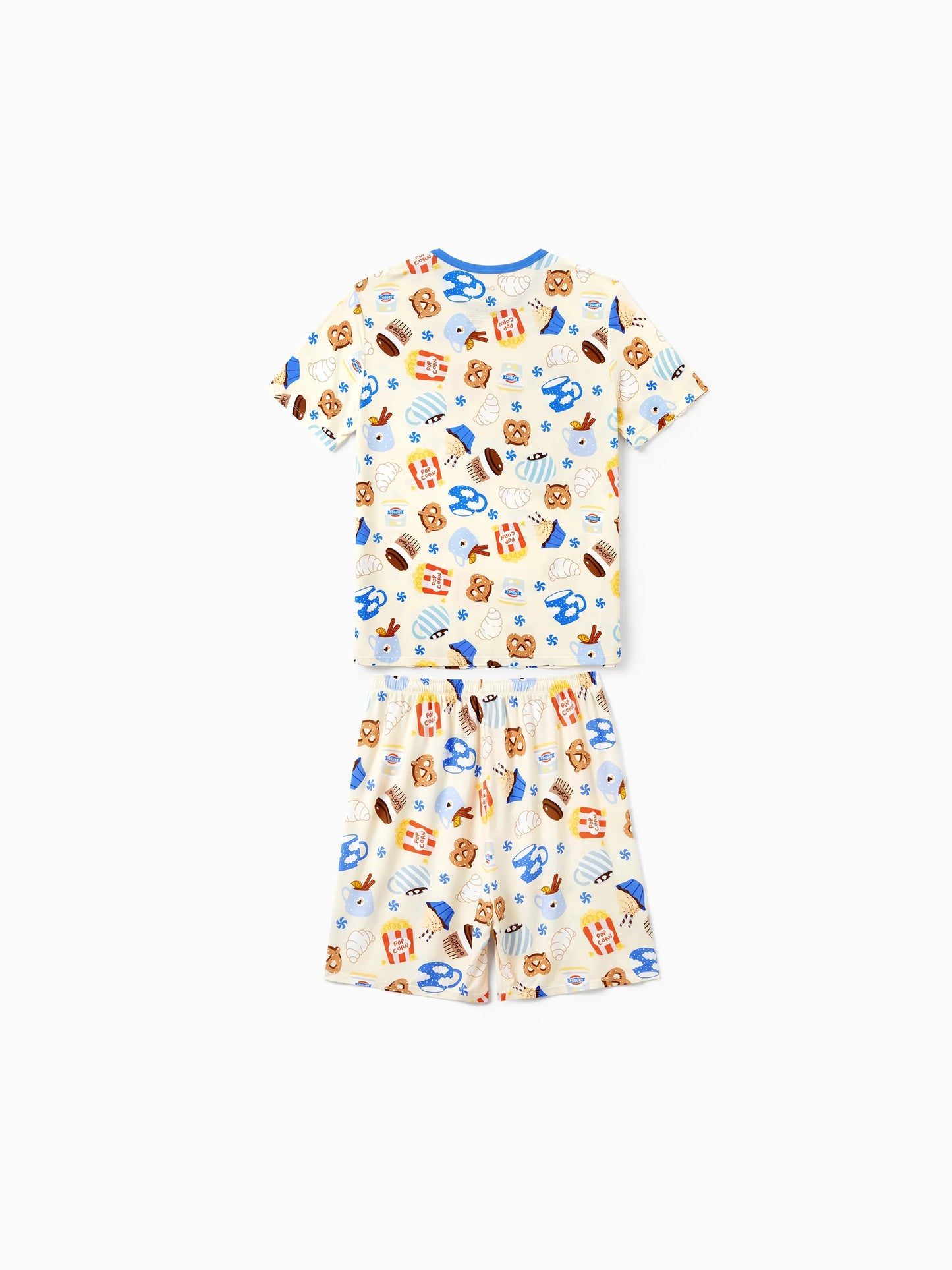Family Matching Bamboo Pajamas Buttery Soft Bamboo Viscose PJs for Men Women Kids Toddler Baby, Cozy Dessert Print Short-sleeve Sleepwear Blue