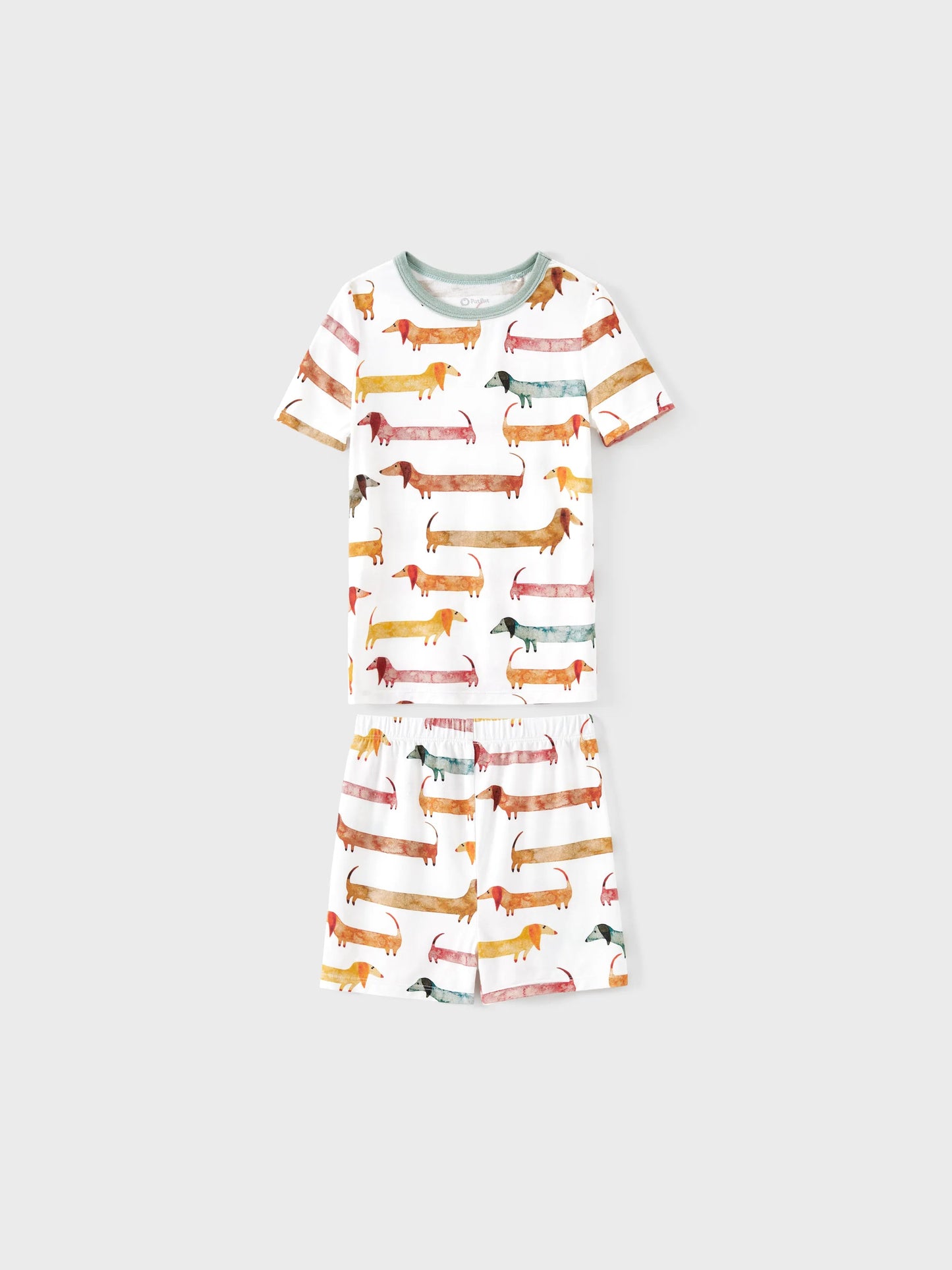 Bamboo Family Pajamas Cute Doggy Patterned Short-sleeve Matching Pajamas Set ( Snug-Fitting for Children ) Multi-color