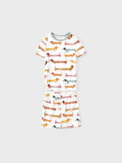Bamboo Family Pajamas Cute Doggy Patterned Short-sleeve Matching Pajamas Set ( Snug-Fitting for Children ) Multi-color