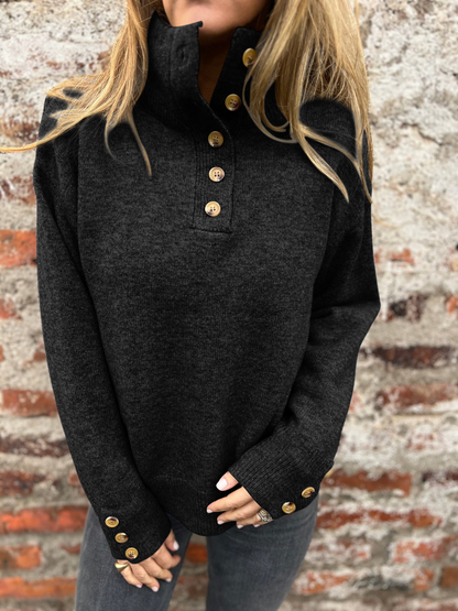2025 CLEARANCE SALE🔥 Women's High Neck Special Button Designer Sweatshirt