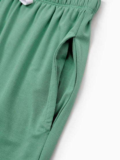 Family Matching Bamboo Pajamas Buttery Soft Bamboo Viscose PJs for Men Women Kids Toddler Baby, Solid Color Short Sleeve Shirt & Shorts Sleepwear Green