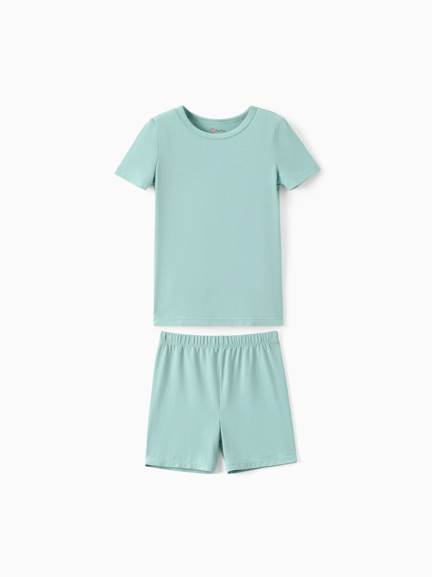 Bamboo Family Pajamas Solid Color Green Short Sleeve Matching Pajama Set ( Snug-Fitting for Children ) Green