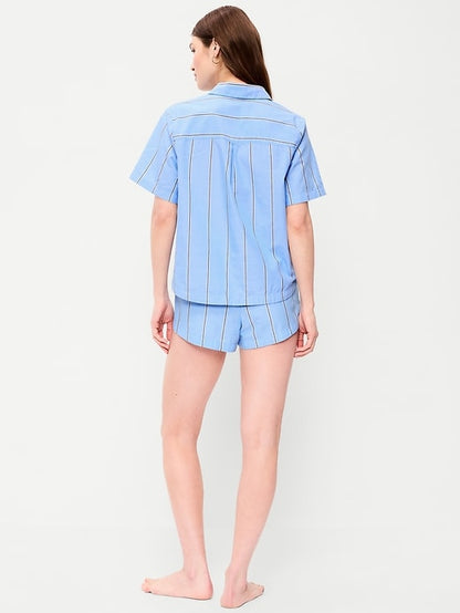 Poplin Pajama Short Set Blue